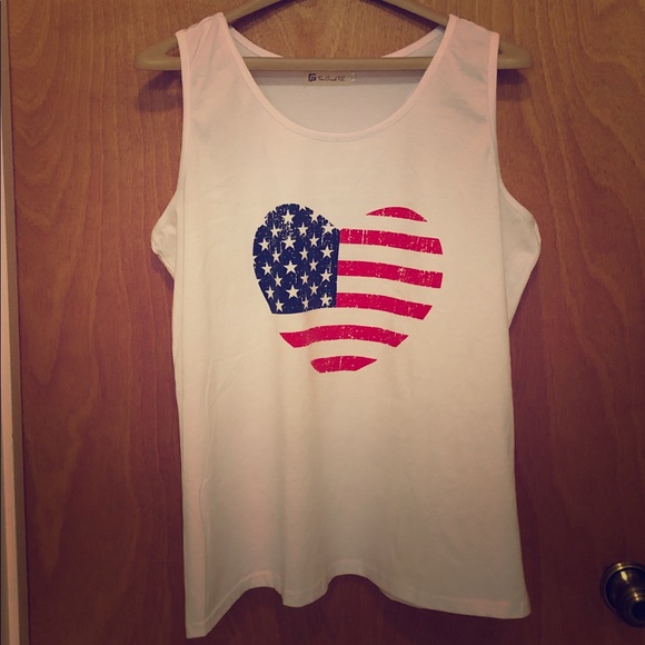 White Stars and Stripes Graphic Tee Tank Top - Picture 1 of 6